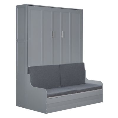 Streamdale Queen Size Murphy Bed Wall Bed with Cushion,Gray