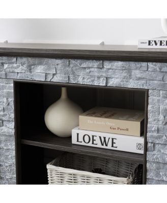 Mantel Stone TV Media Stand with Faux Stone Surround