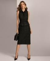 Donna Karan New York Women's Belted Sleeveless Sheath Dress - Black