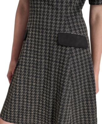 DKNY Women's Jewel-Neck Short-Sleeve Fit & Flare Dress - Macy's