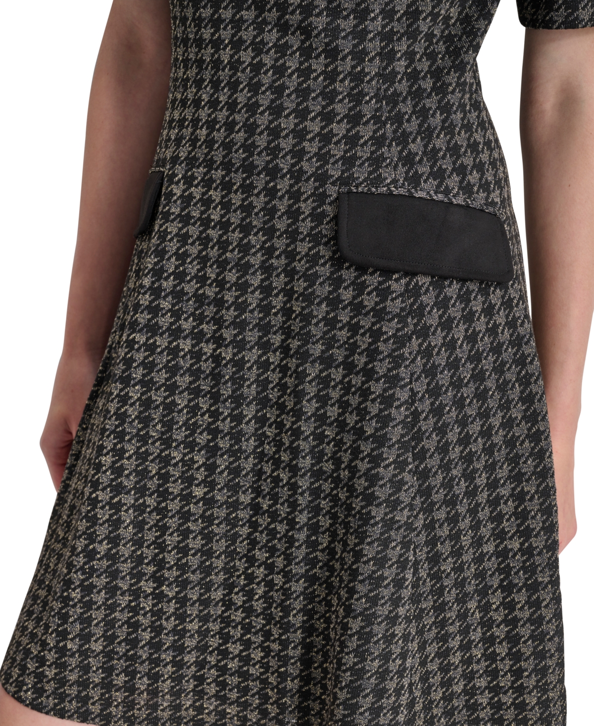 Dkny Women's Jewel-Neck Short-Sleeve Fit & Flare Dress -Charcoal
