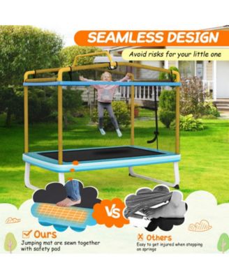 6 Feet Rectangle Trampoline with Swing Horizontal Bar and Safety Net