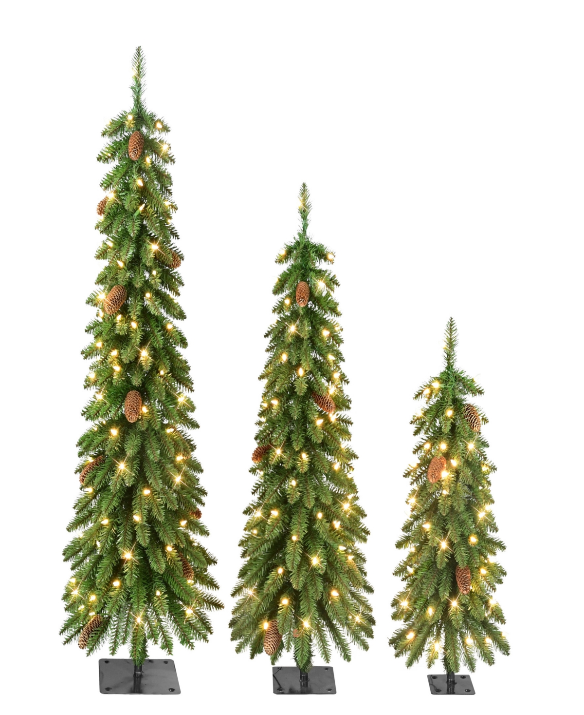 Puleo Set Of 3 Trees. 3ft, 4ft And 5 Ft. In Green
