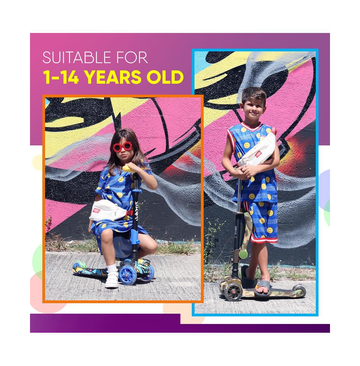 Hurtle Kids Scooter - Child Toddler Kick Scooter Toy with Foldable Seat