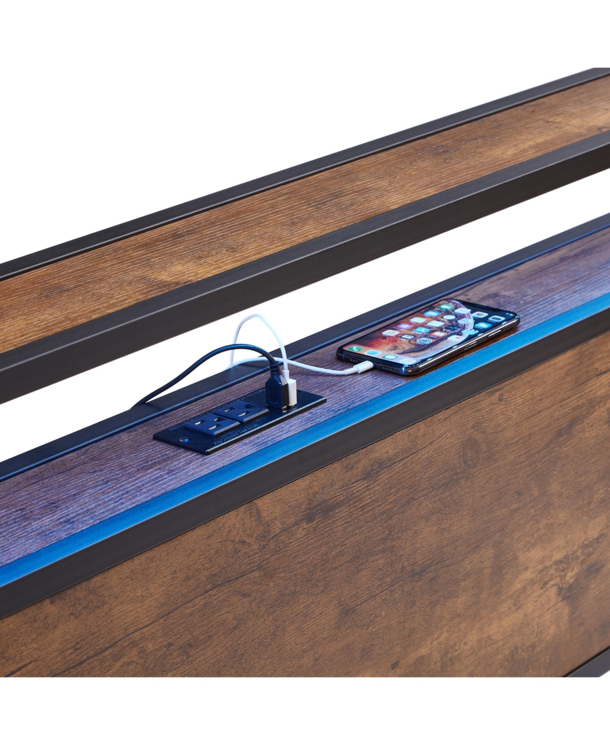 Streamdale Furniture King Platform Bed with Headboard, Drawers, Usb, Led, No Box Spring