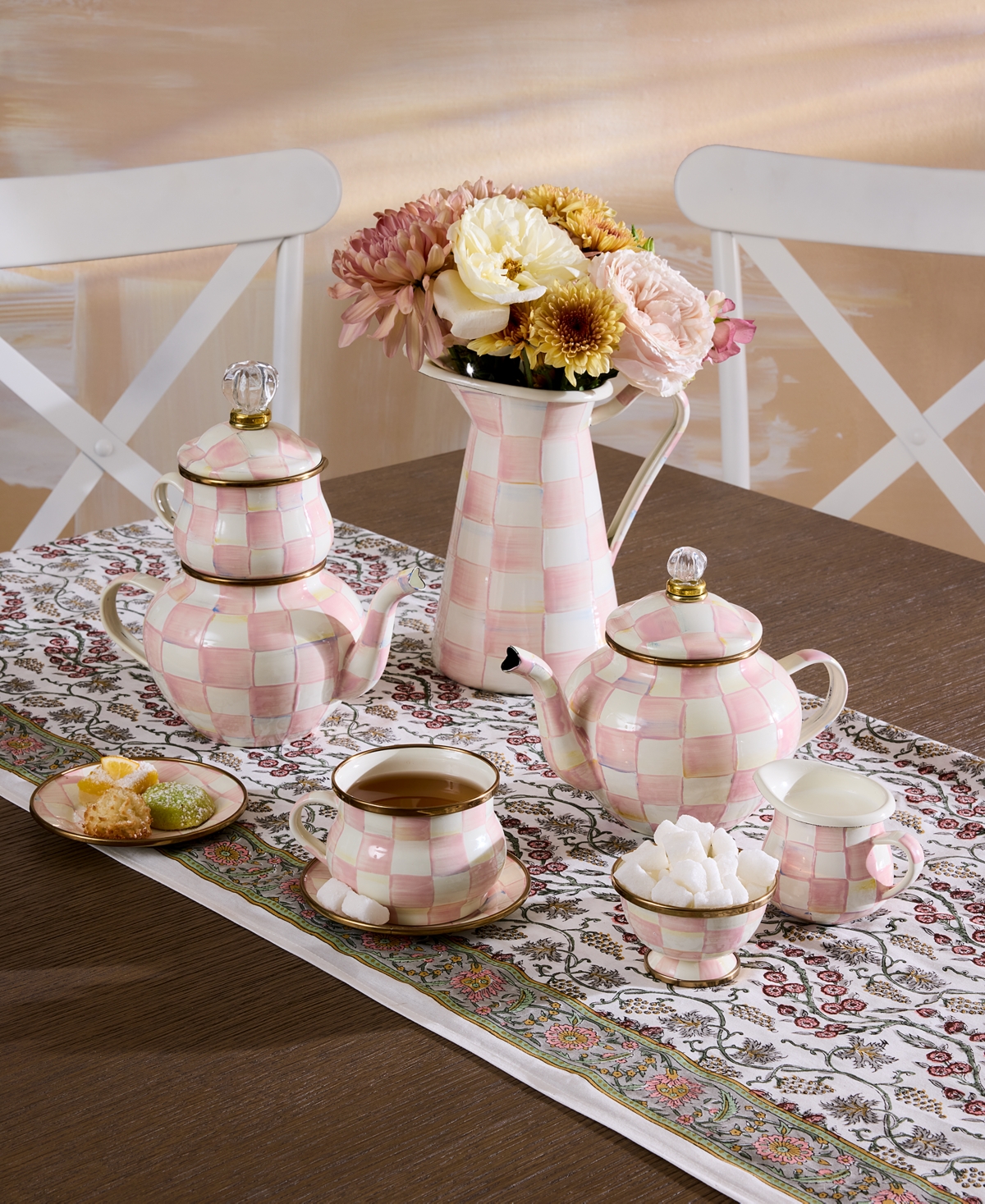 Mackenzie-childs Rosy Check 4-cup Teapot In No Color