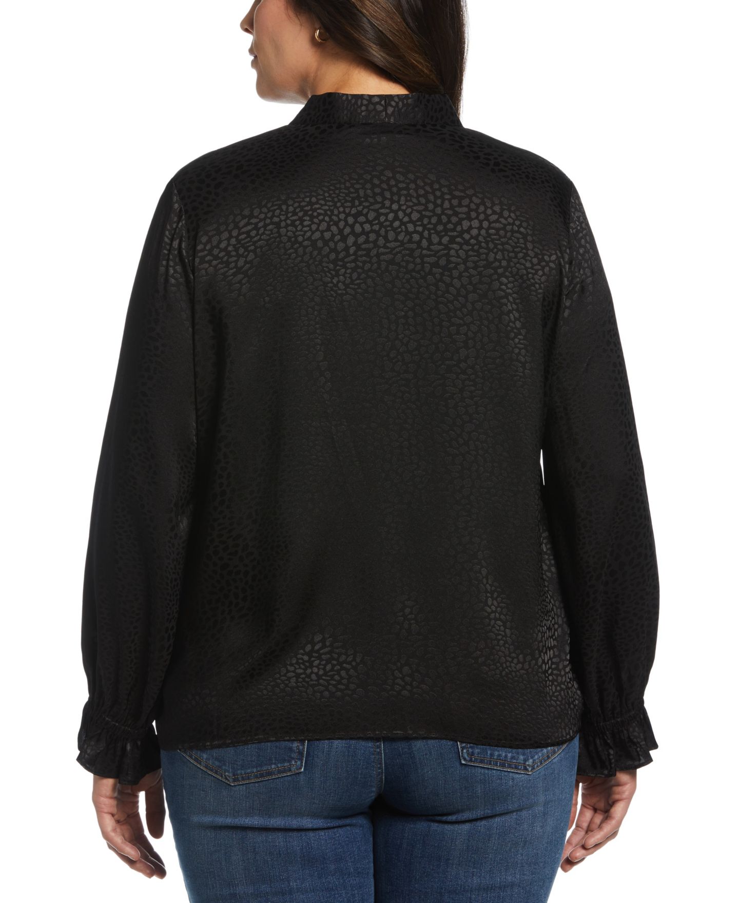 Женская блузка Rafaella Plus Size Tie Front Long Sleeve, цвет: Чёрный — фото 3