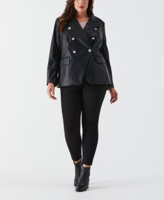 Leather Double Breasted Blazer