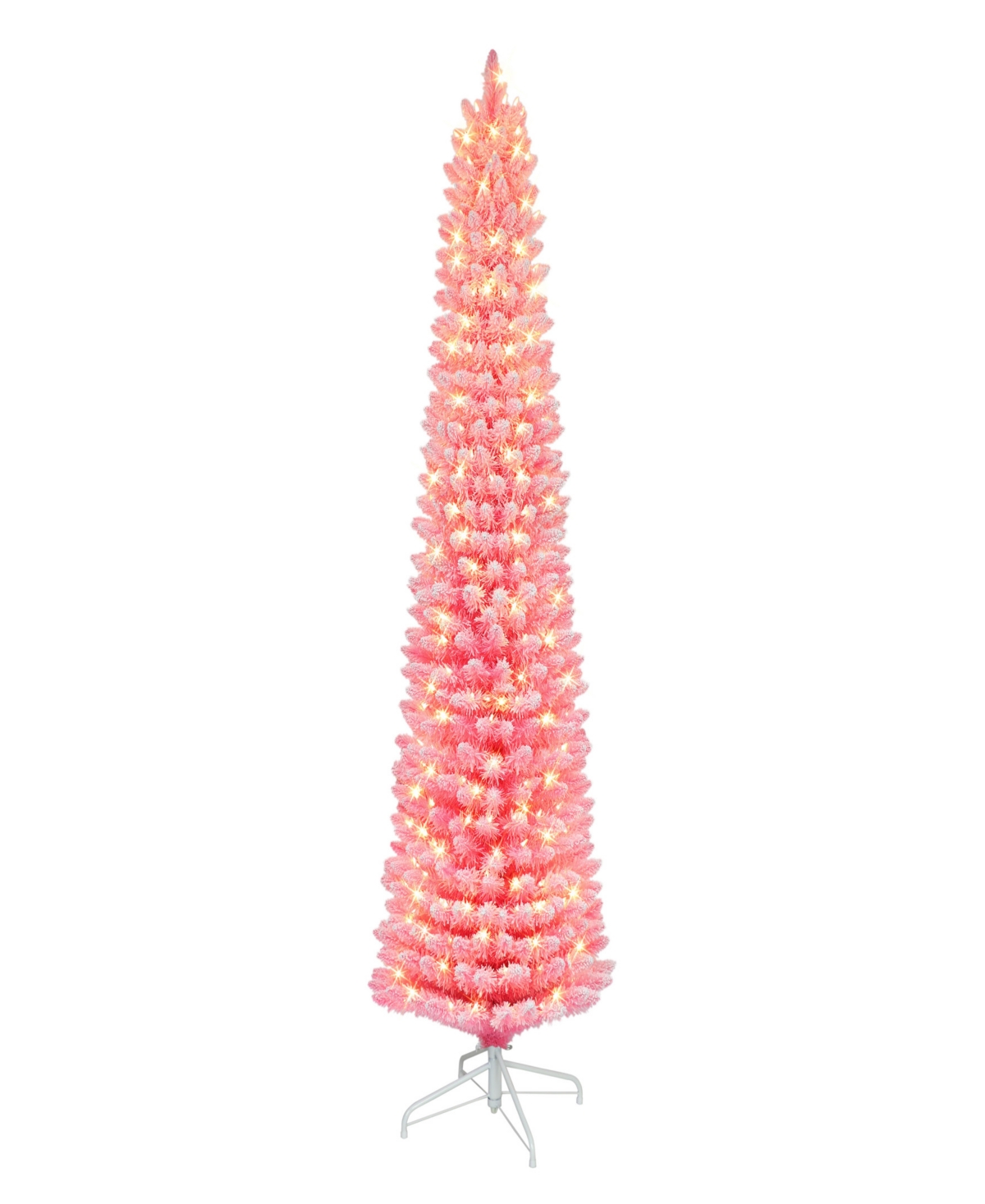 Puleo Pre-lit Pencil Artificial Christmas Tree 7.5 Ft In Pink