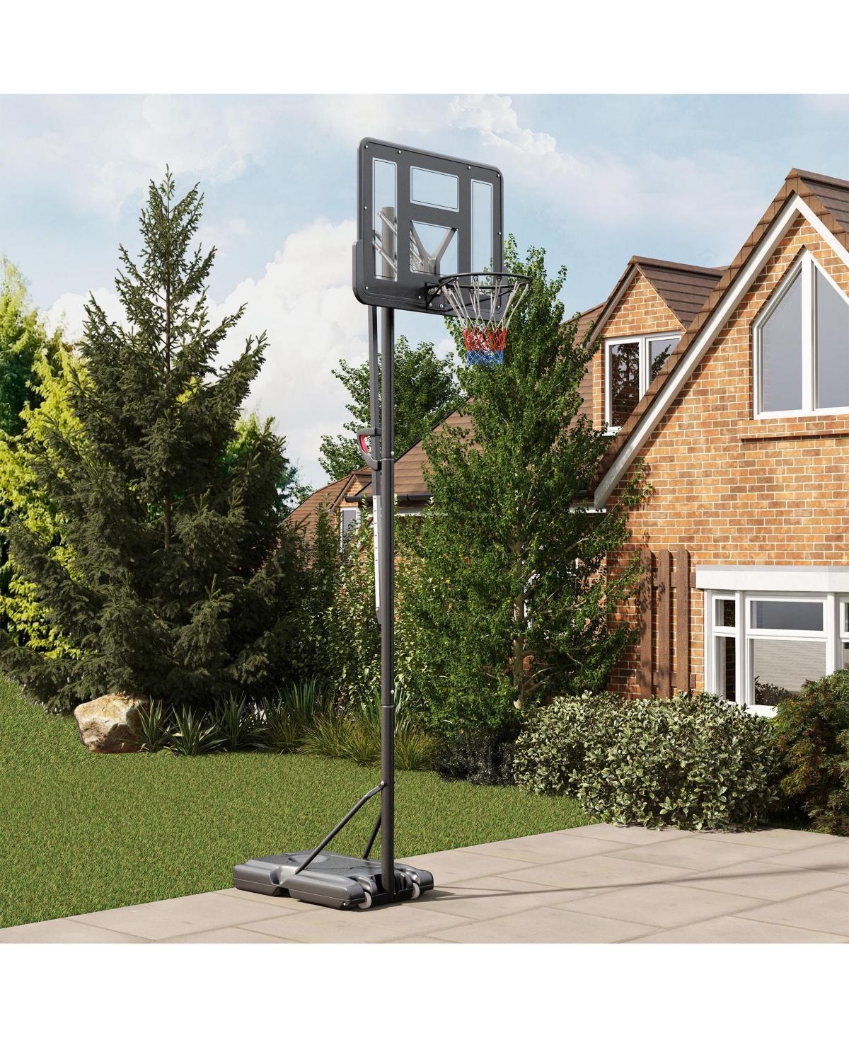 Streamdale Furniture Adjustable Basketball Goal: 7.7-10' Height, Backboard, Wheels, Base, All Ages