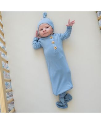 Baby Girls Knotted Gown with Hat Set