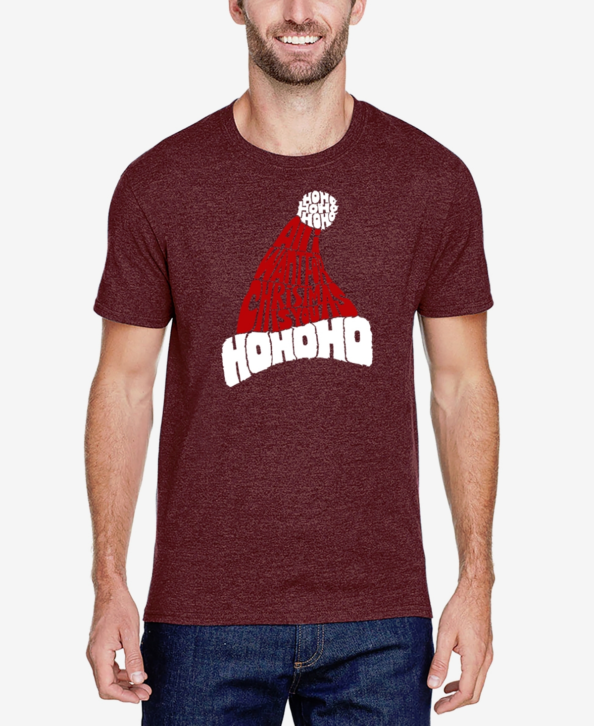 La Pop Art Men's All I Want For Christmas Is You Premium Blend Word Art T-shirt In Burgundy