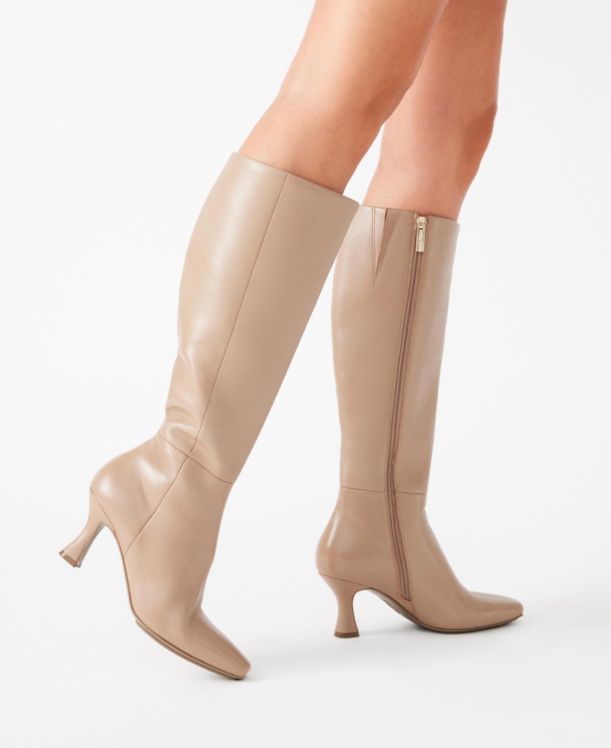 Anne Klein Women's Perfection Leather Snip Toe Knee High Boots