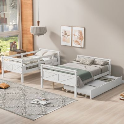 Streamdale Twin/Full Bunk Bed, Trundle, Safety Rails, Gray