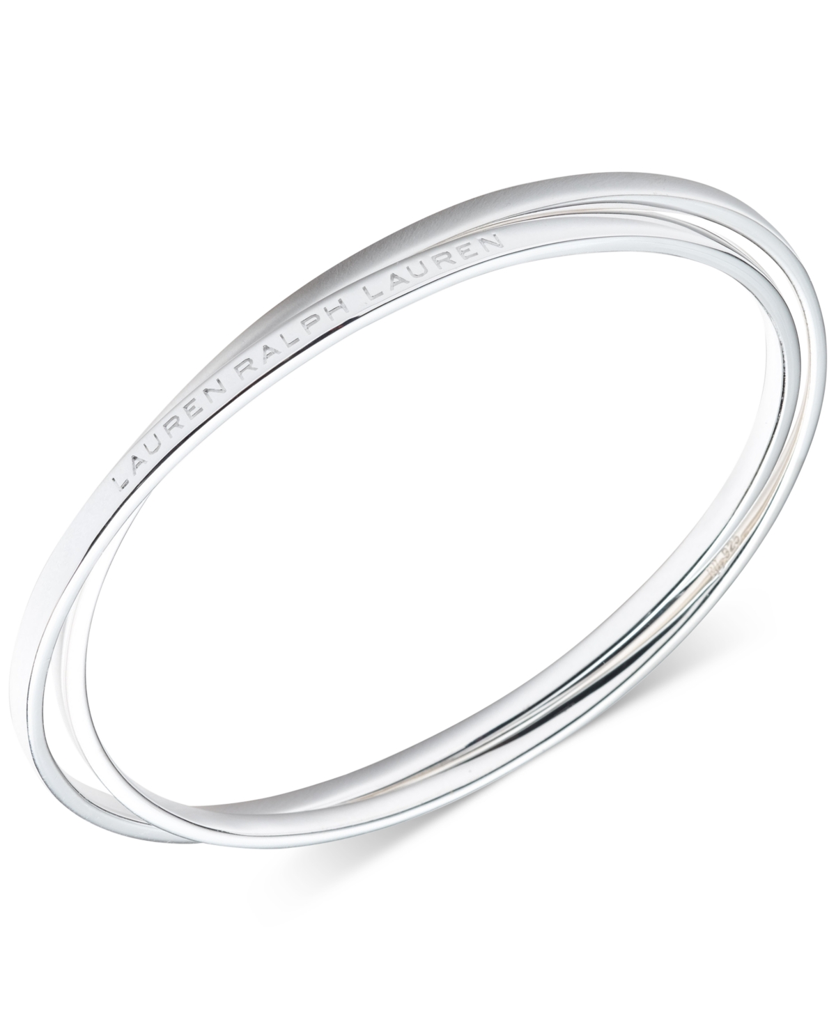 Lauren Ralph Lauren Sterling Silver Logo-Etched Intertwined Bangle Bracelet - Silver
