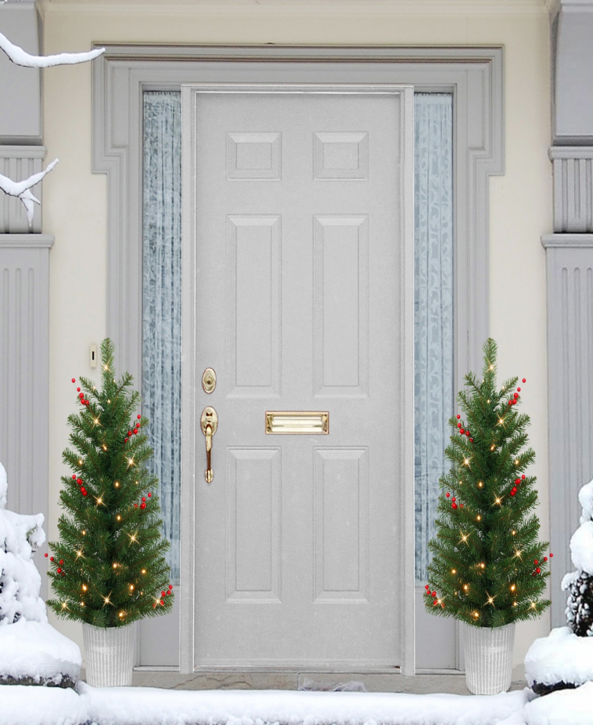 Puleo Pre-Lit Potted Trees 3.5ft.