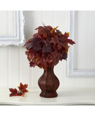 24" Autumn Maple Leaf Artificial Plant in Decorative Planter