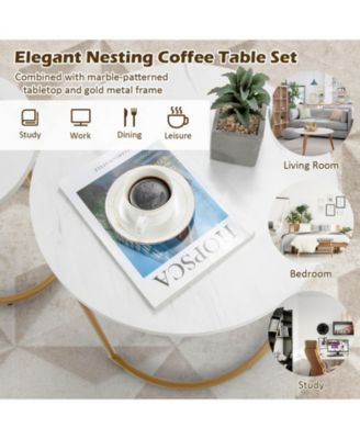 Modern Nesting Coffee Table Set of 2-White