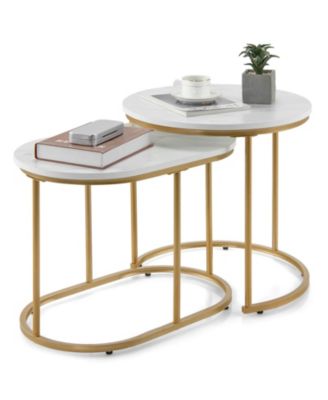 Modern Nesting Coffee Table Set of 2-White