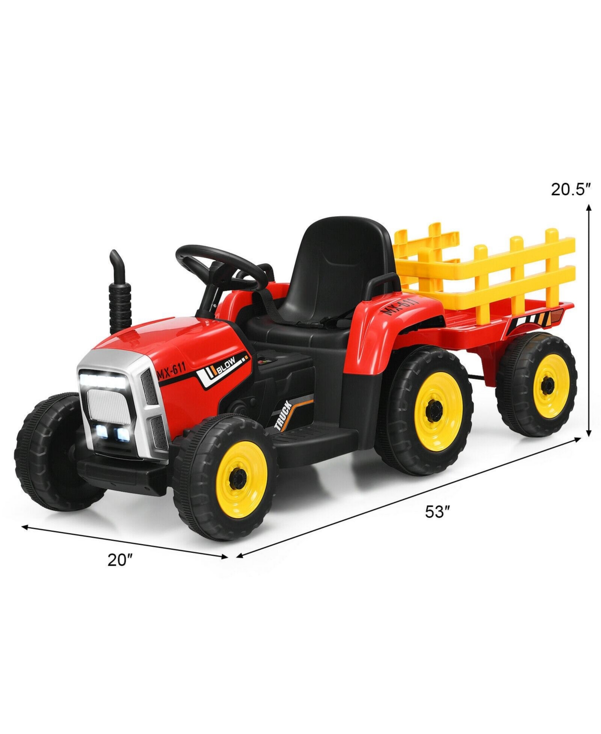 Sugift 12V Ride on Tractor with 3-Gear-Shift Ground Loader for Kids 3+ Years Old