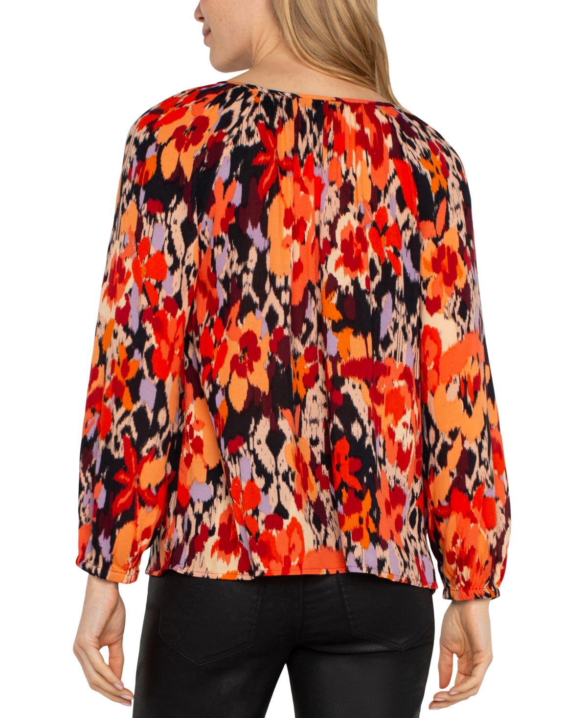 Liverpool Los Angeles Women's Floral-Print Scoop-Neck Top