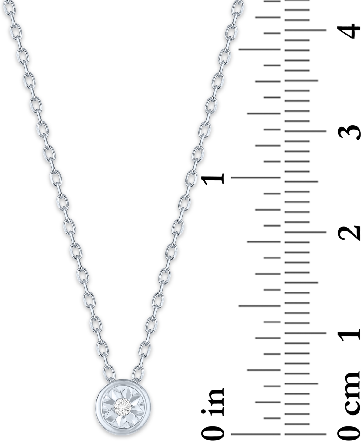 Macy's Diamond Accent Bezel Pendant Necklace In Sterling Silver Or 14k Gold-plated Sterling Silver, 16" + 2 In Sterling Silver