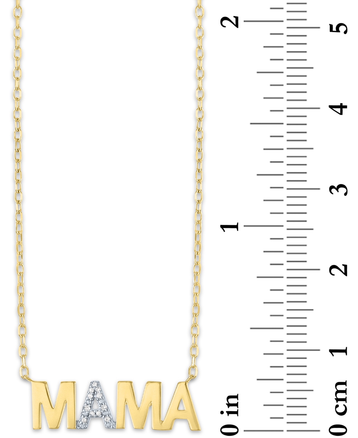 Shop Macy's Diamond Accent Mama Pendant Necklace In 14k Gold-plated Sterling Silver, 16" + 2" Extender