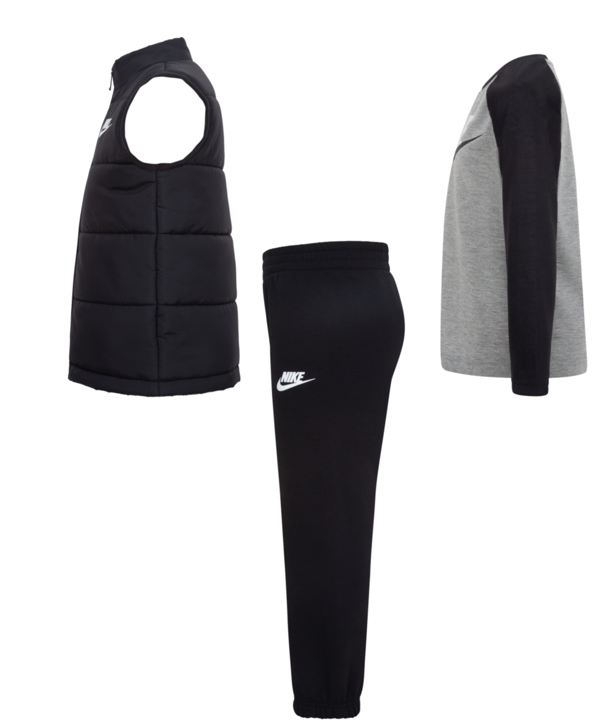 Nike Little Boys 3-Piece Solid Vest, Long Sleeve Tee and Pants Set