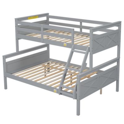 Streamdale Twin/Full Bunk Bed with Guardrail, Gray