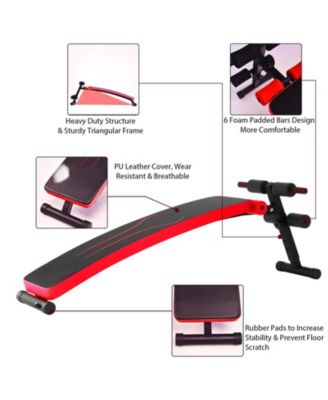 Folding Weight Bench Adjustable Sit-up Board Workout Slant Bench-Red