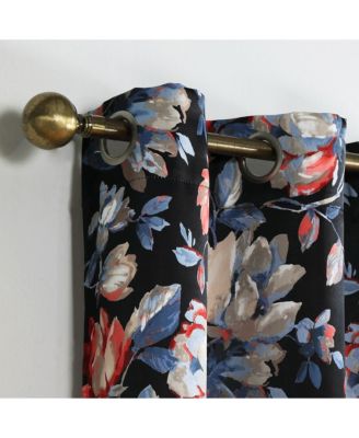 Irma Vintage Like Floral Blackout Grommet Curtain Panel
