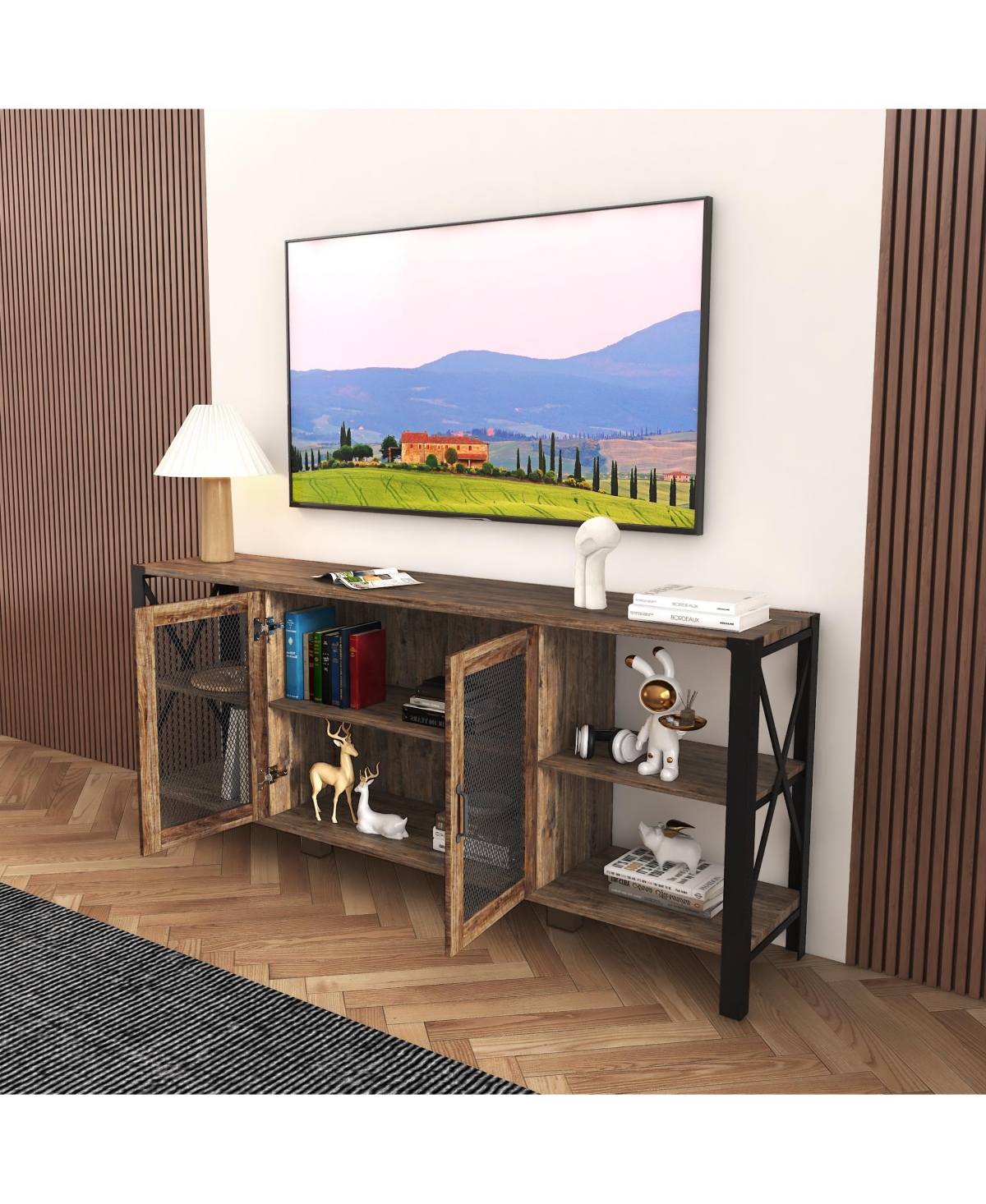 Streamdale Furniture Industrial Farmhouse Tv Stand for Living Room & Bedroom