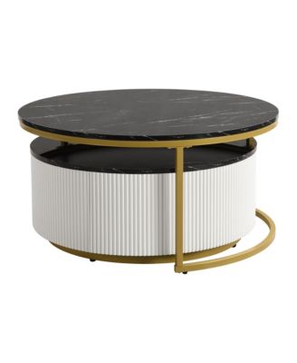 Streamdale Round Fluted Nesting Coffee Table with Drawer
