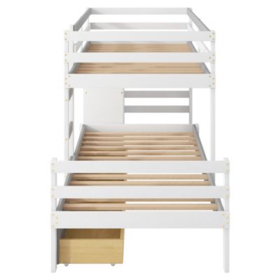 Twin Over Twin Loft Bunk Bed With Drawers And Ladder