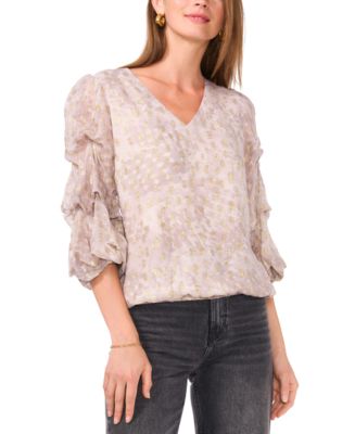 トップス CLANE LANTERN SLEEVE TOPS Vince Camuto Women's Printed V-Neck Lantern-Sleeve Top - Macy's