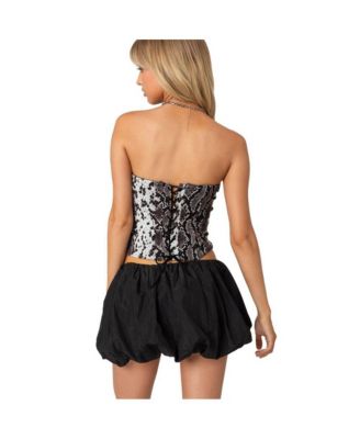 Womens Snakeskin Strapless Mesh Corset