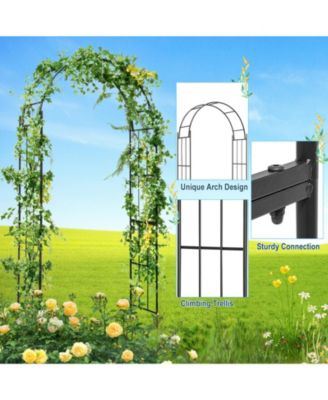 7.5 Feet Metal Garden Arch for Climbing Plants and Outdoor Garden Decor-Black