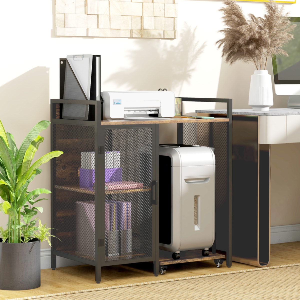 Streamdale Furniture Industrial Printer Stand with Usb Charging Ports,- Rustic brown