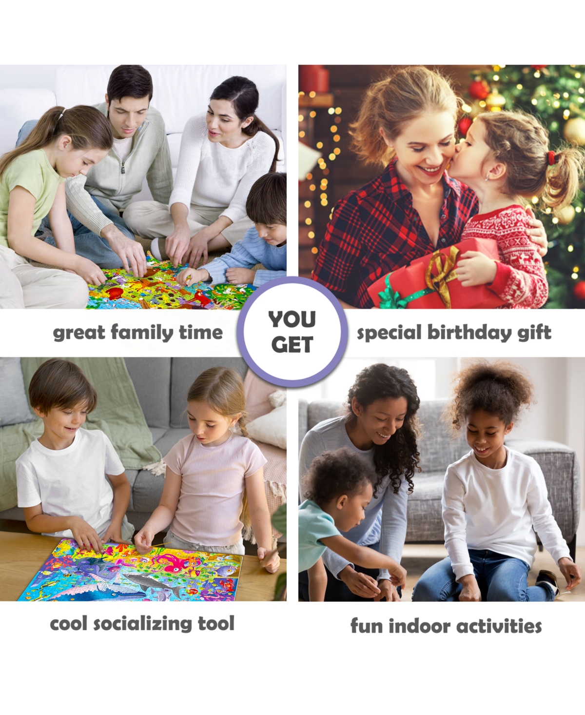 Quokka 3X Set 300-Piece Floor Jigsaw Puzzles for Kids Ages 10-12 - Unicorn - 300-pc ocean  vimel  bugs
