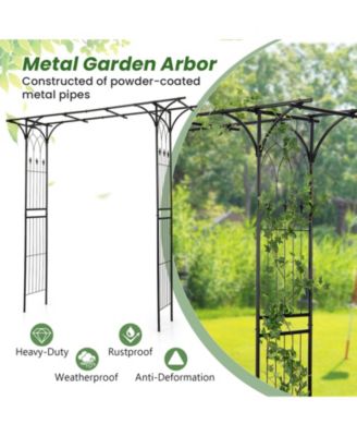 81 Inch Garden Arbor Metal Archway for Climbing Plants-Black
