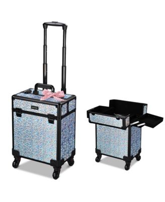 Rolling Makeup Train Case Cosmetic Trolley Organizer Mermaid Silver