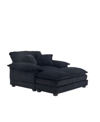 56.3" Corduroy Sofa with Toss Pillows and Ottoman