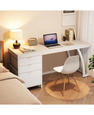 59-Inch Wood Industrial Desk with 3 Drawers &amp;#x2013; Home Office PC Workstation &amp; Study Writing Table with File Storage