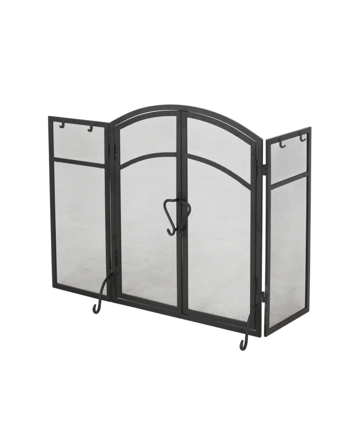 Streamdale FurnitureFolding Fireplace Screen With Doors And Tools - Matte black
