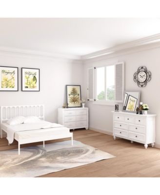 French Vintage Dresser for Bedroom with 7 Drawers, Vintage Design Wood Drawer Dresser Chest of Drawers for Closet, Living Room, Hallway, Nursery, Kids Bedroom, White_15.7 x 53.9 x 35.8 inches