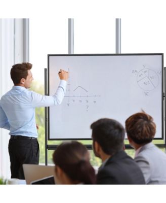 48 x 36 Inch Mobile Magnetic Double-Sided Reversible Whiteboard Height Adjust