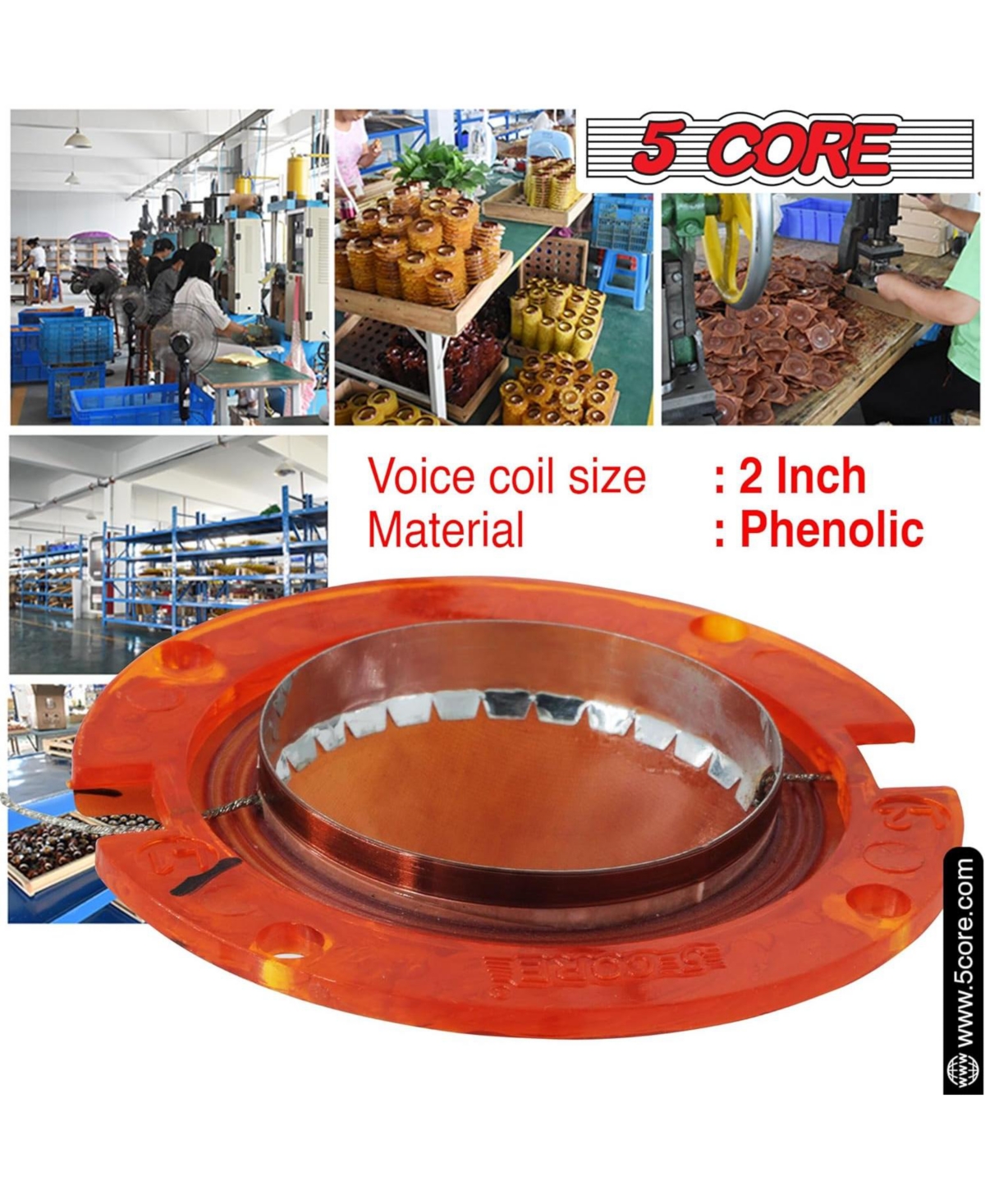 5 Core Universal Phenolic 20PCS Diaphragm Replacement Diy Voice Coil 50.8mm with High Pitch upto 6.5 Khz Great Sound Quality for Pa Horn Compre