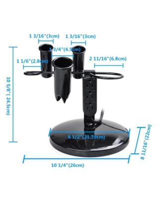 Desktop Salon Appliance Holder For Hair Dryer Curling Irons Stand w/ Plug Round Base