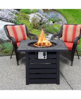 Square Propane Fire Pit Table with Lava Rocks and Rain Cover