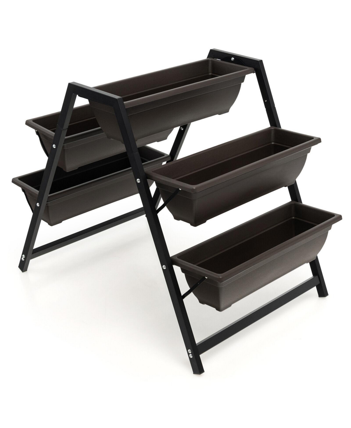 3-Tier Vertical Raised Garden Bed with 5 Plant Boxes - Black